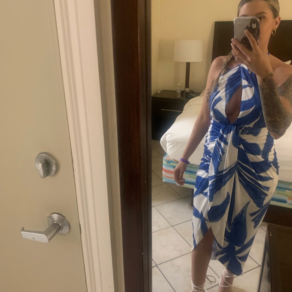 Blue and White Halter Dress